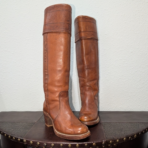 Frye Black Label Vintage Knee High Stitching Brown Western Riding Boot size 6 - Picture 11 of 16